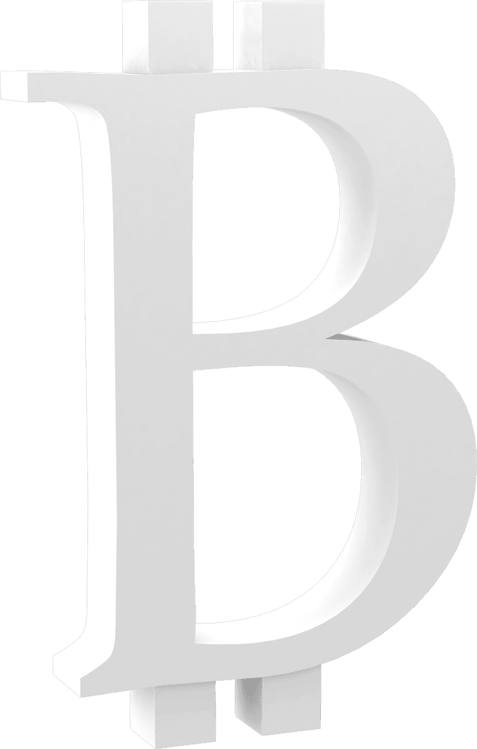 White Bitcoin Symbol on Transparent Background for Finance