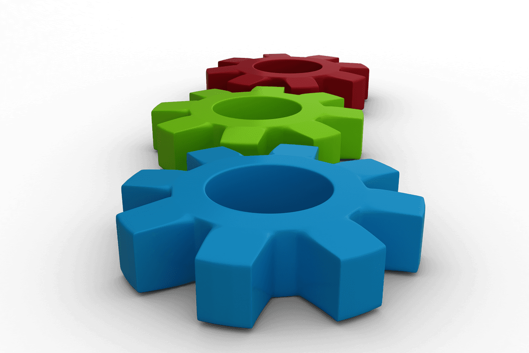 three multicolored gears in transparent background aligning perfectly - Download Free Stock Images Pikwizard.com