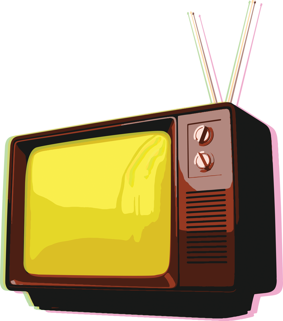 Transparent Illustration of Retro Television with Yellow Screen - Download Free Stock Images Pikwizard.com