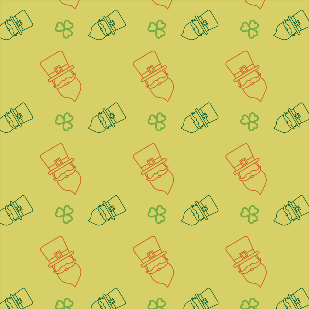 Seamless St. Patrick Leprechaun Pattern on Transparent Background