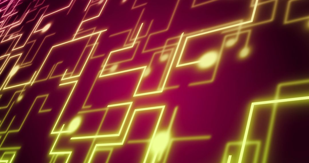 Neon Circuit Pattern on Vivid Purple Backdrop