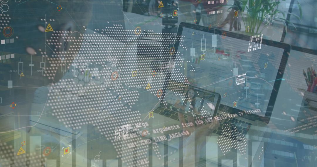 Data Processing with Global Systems Network in Modern Office