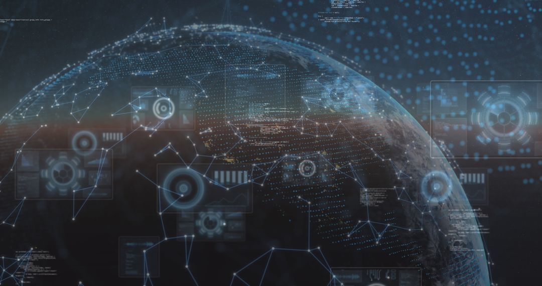 Digital Network and Data Connections Over Earth