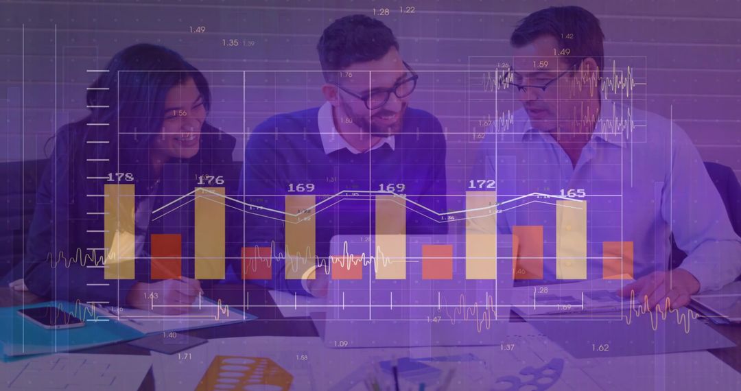 Collaborating Team Analyzing Business Data with Digital Graphs
