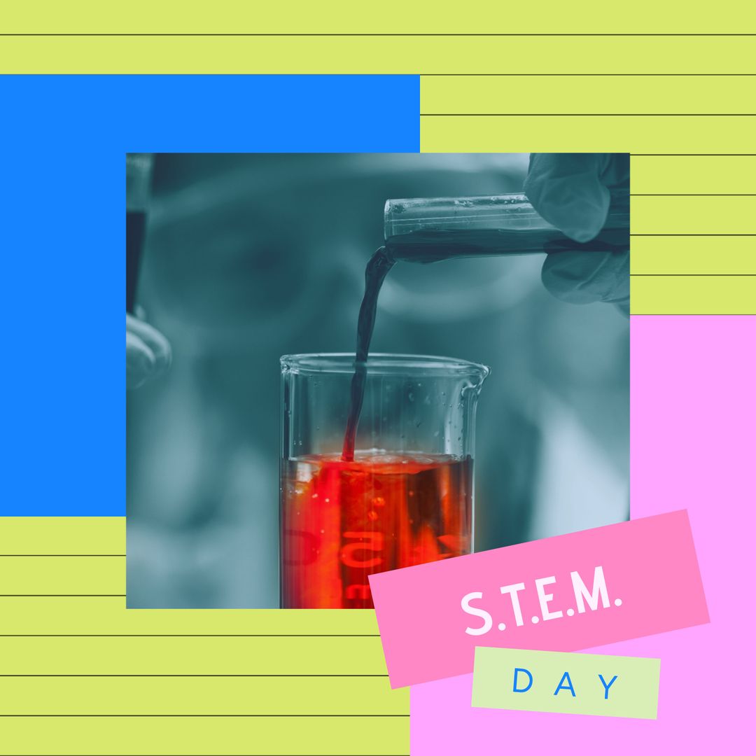 Colorful STEM Day Celebration with Chemistry Experiment Theme - Download Free Stock Templates Pikwizard.com