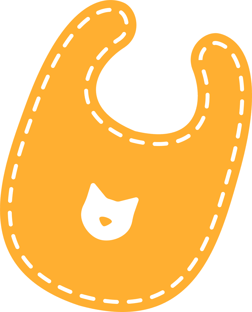 Orange Baby Bib with Cat Motif on Transparent Background