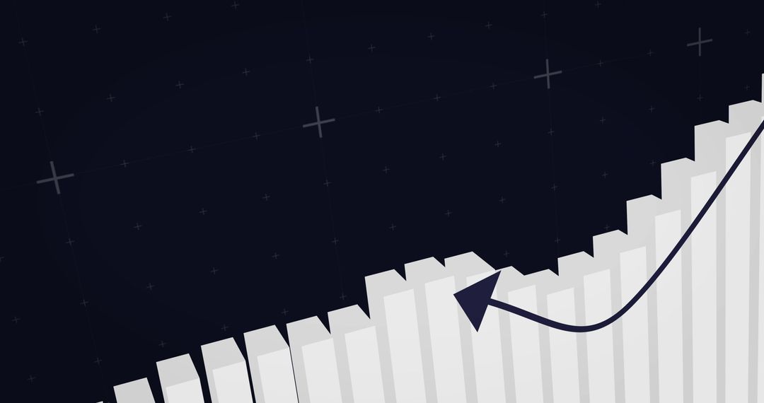 3D Graph with Arrow Showing Upward Business Trend