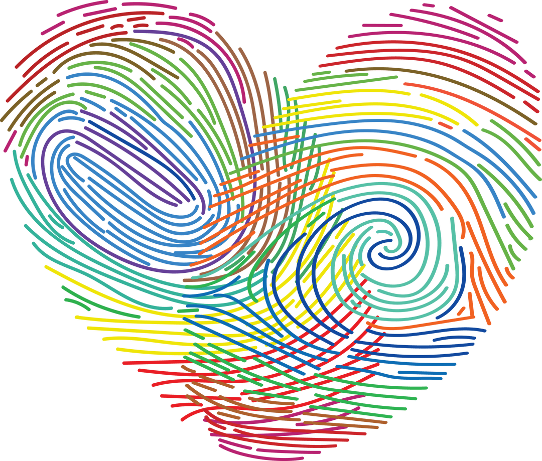 Transparent Rainbow Heart Spiral Illusion