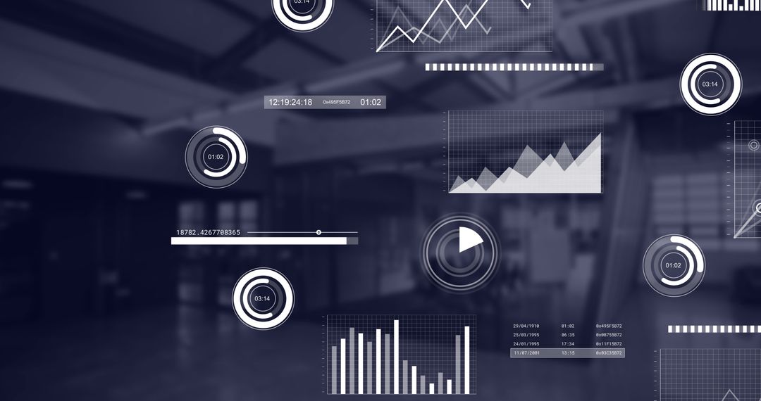 Digital Data Visualization Overlaying Office Interior