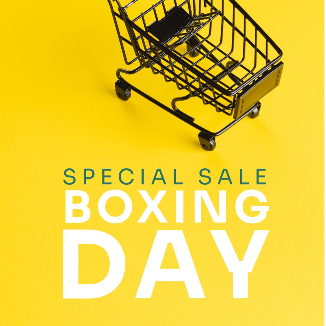 Boxing Day Special Sale Promotion with Shopping Cart on Yellow