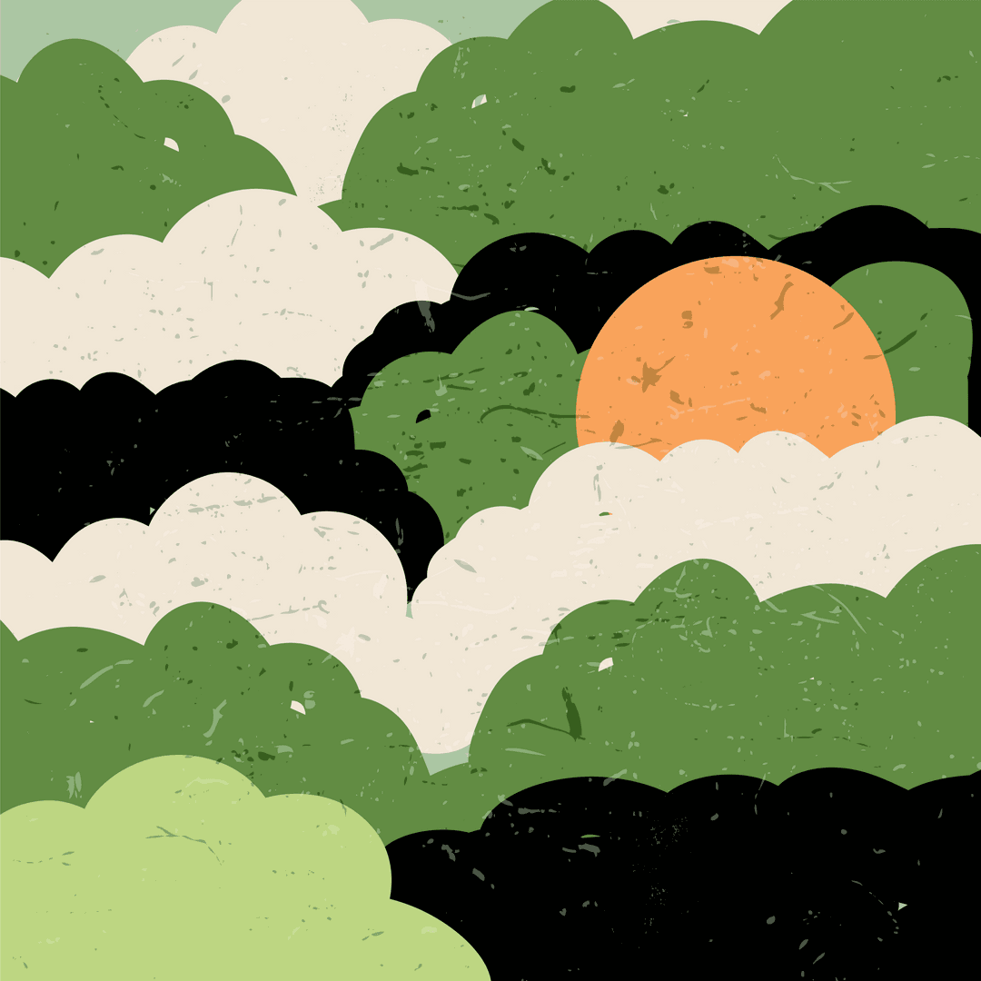 Vintage Transparent Sun and Clouds with Abstract Design