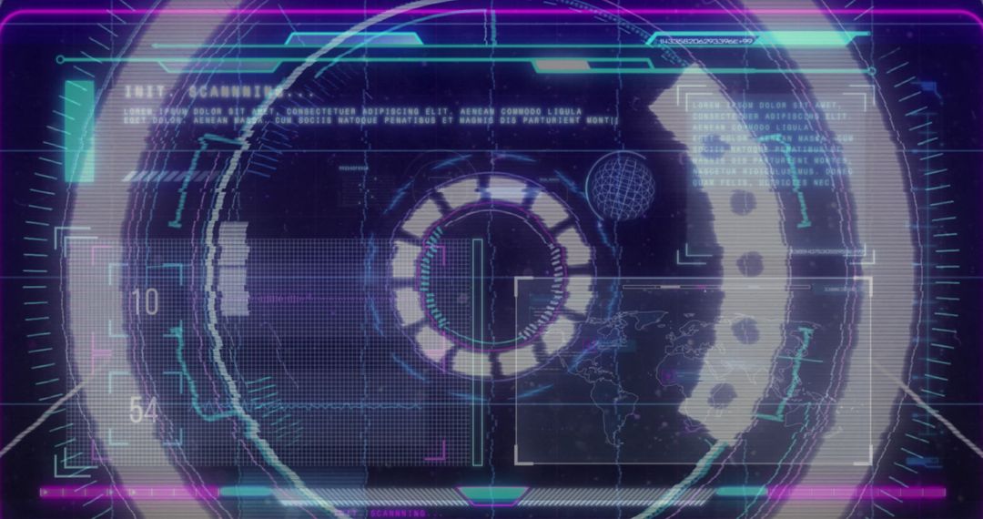 Futuristic Digital Interface with Scanning HUD Elements
