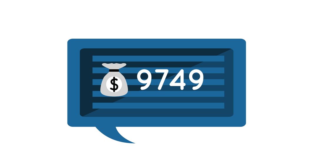 Money Bag Icon with Numeric Value in Speech Bubble