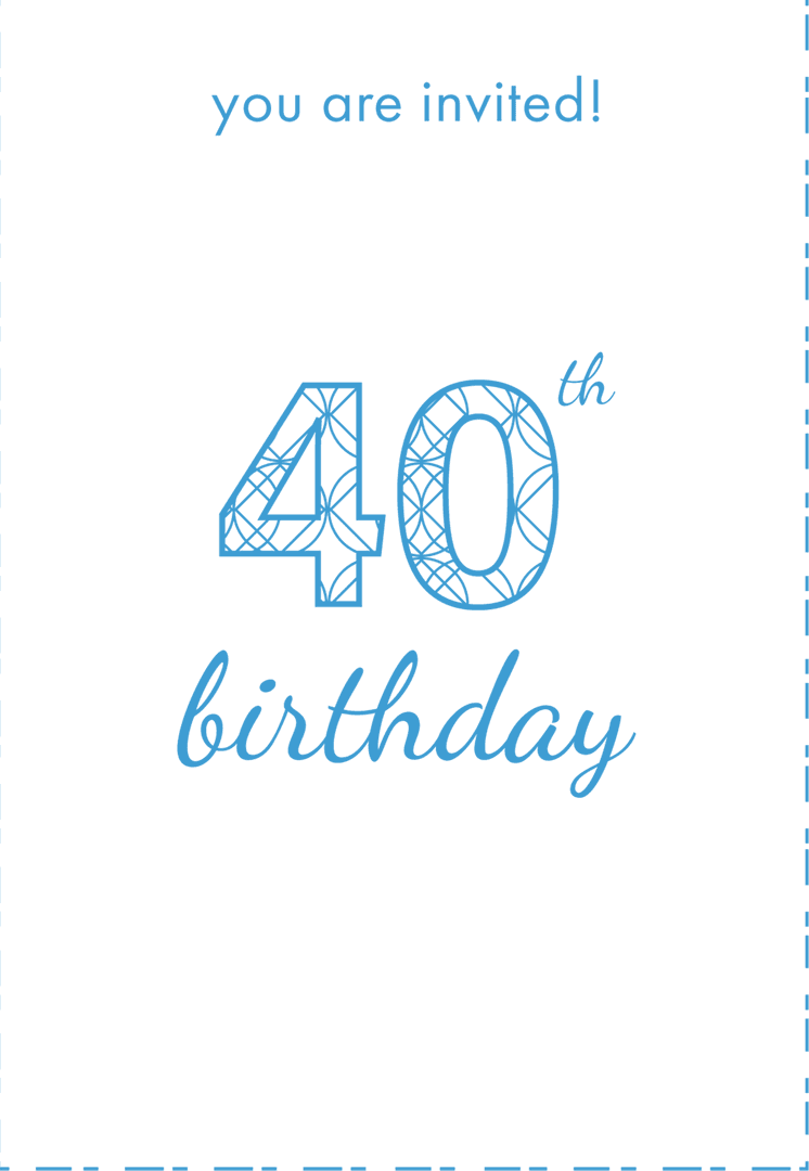 40th Birthday Invitation Text On Transparent Background