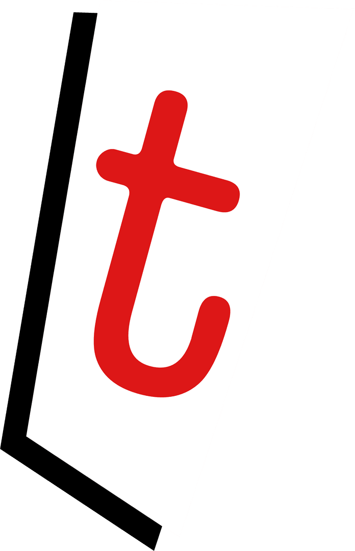 Transparent Red 'T' on White Panel with Shadow Illustration