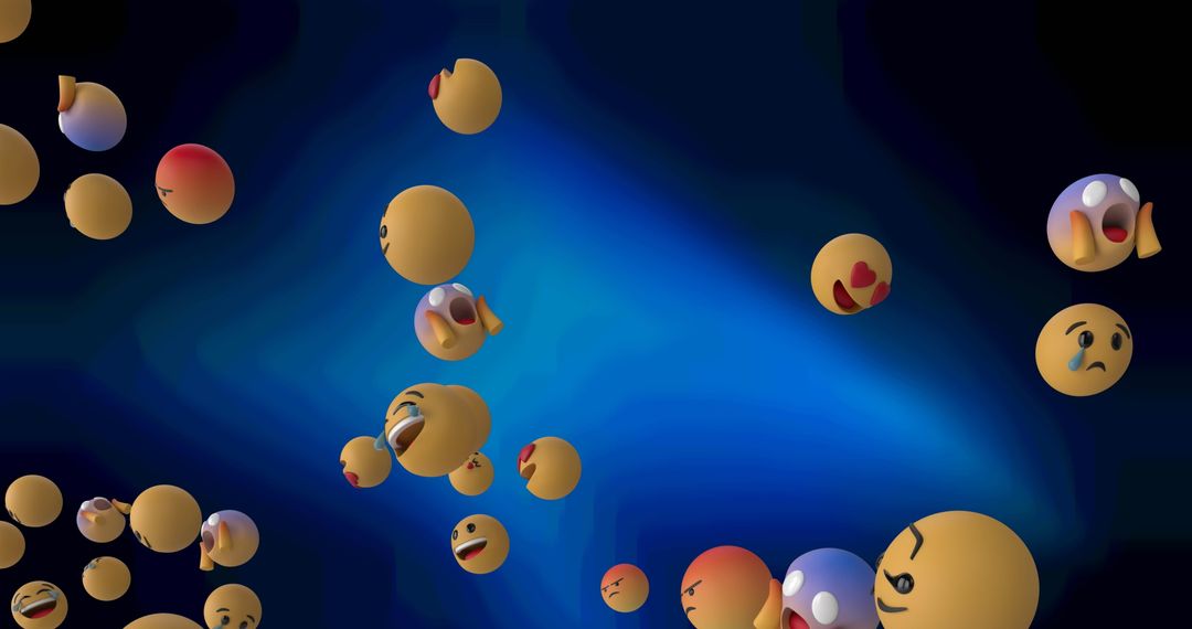 Floating Emoji Icons on Vibrant Blue Background