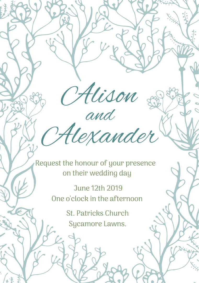 Elegant Floral Wedding Invitation with Delicate Greenery - Download Free Stock Templates Pikwizard.com