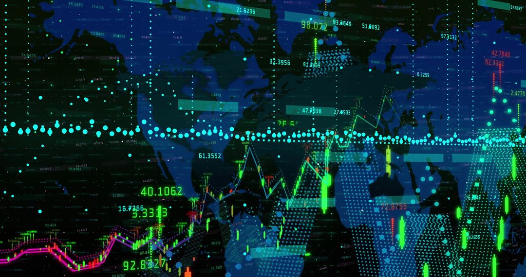Global Financial Data over World Map Background