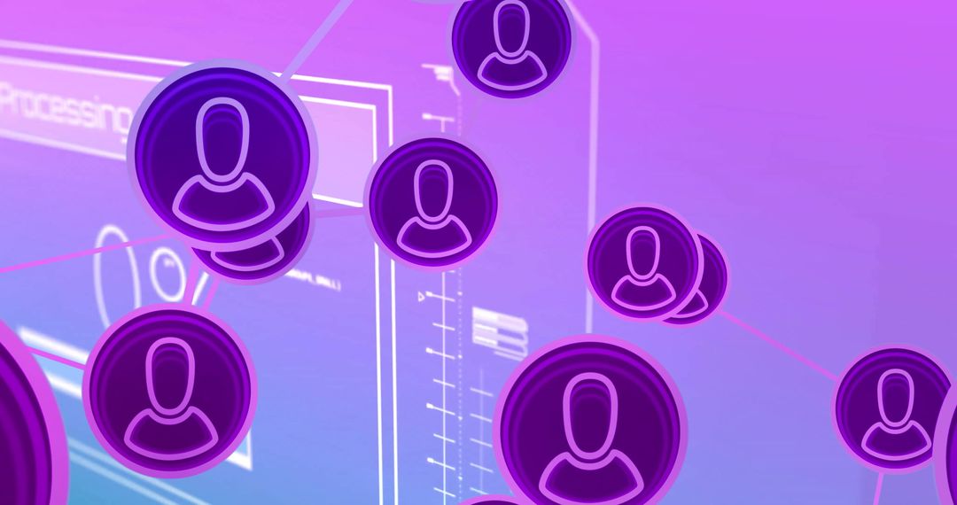 Digital Network with User Icons on Pink Background Concept