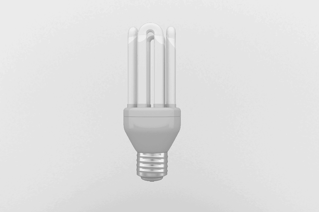 White Fluorescent Light Bulb on Transparent Background