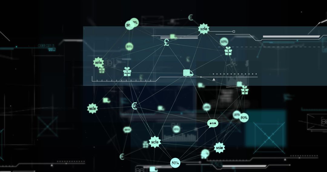 Network of Global Connections with Digital Technology Interface