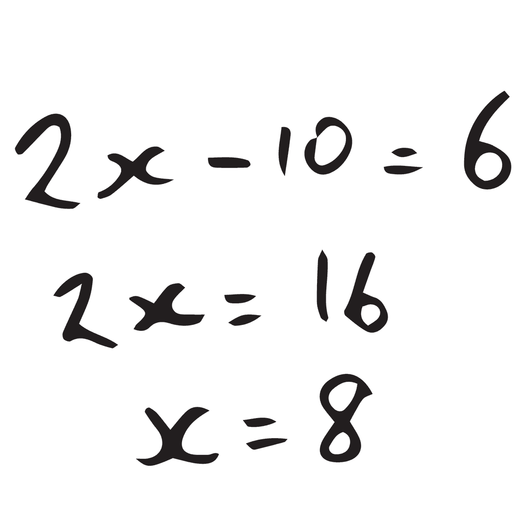 Transparent Illustration of Solving Simple Algebra Equation