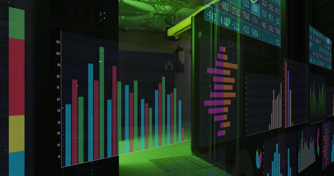 Digital Analytics Interface Overlying Server Room Technology