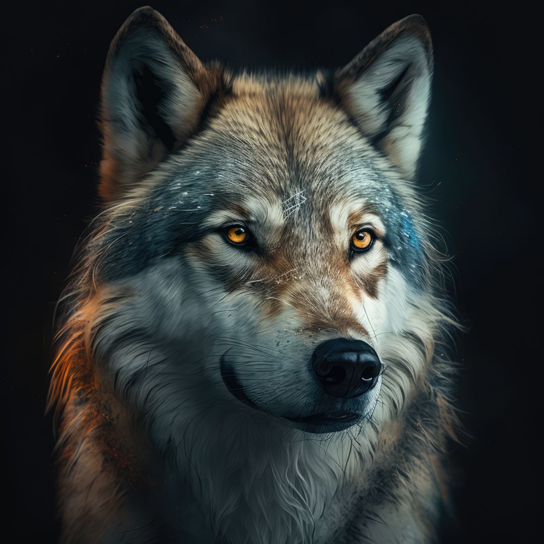 Portrait of close up of wolf, created using generative ai technology - Free Images, Stock Photos and Pictures on Pikwizard.com