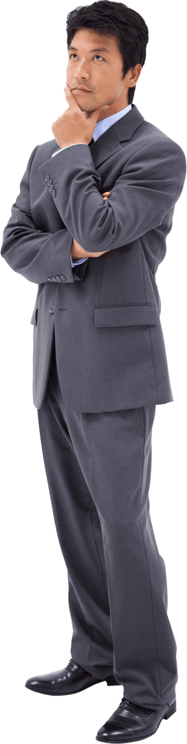 Thoughtful Businessman with Crossed Arms Transparent