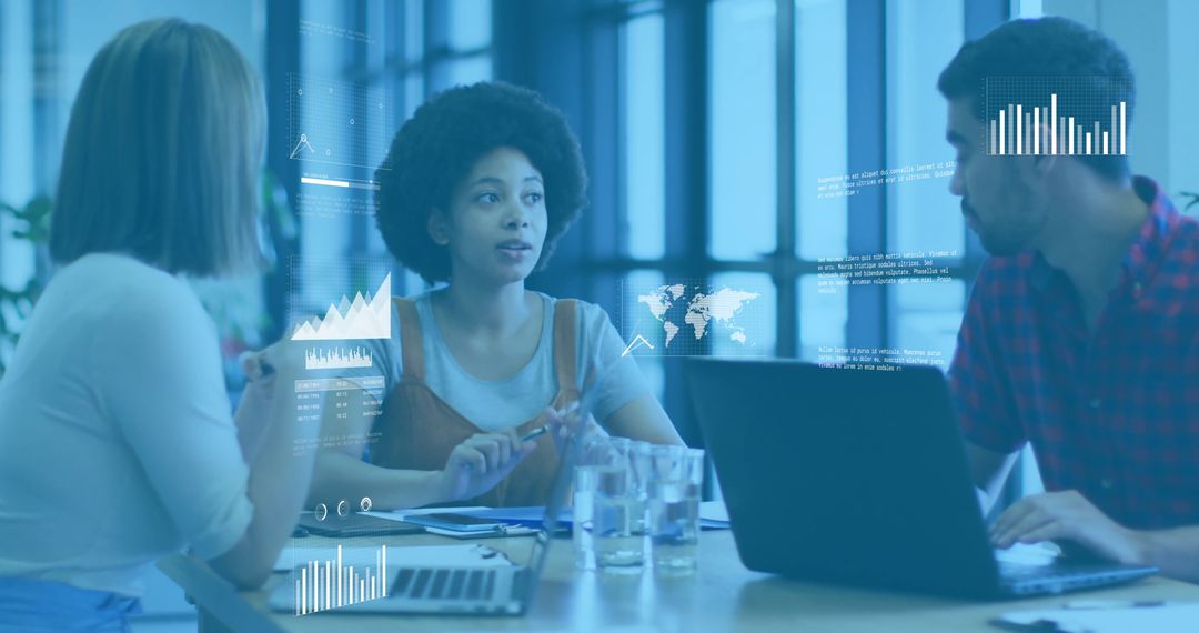 Multiracial Team Discussing Financial Data in Modern Office