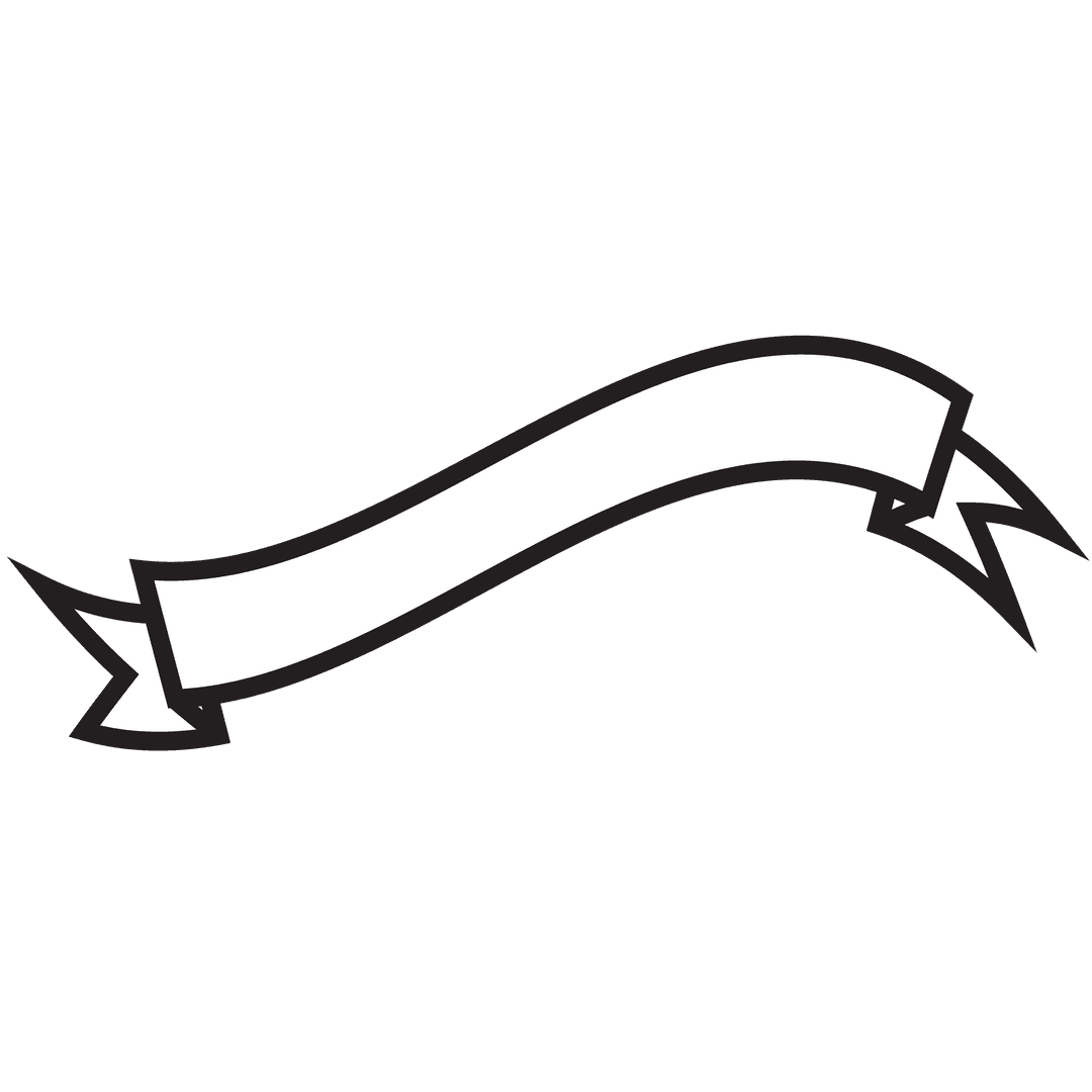 Curved Abstract Ribbon Shape on Transparent Background