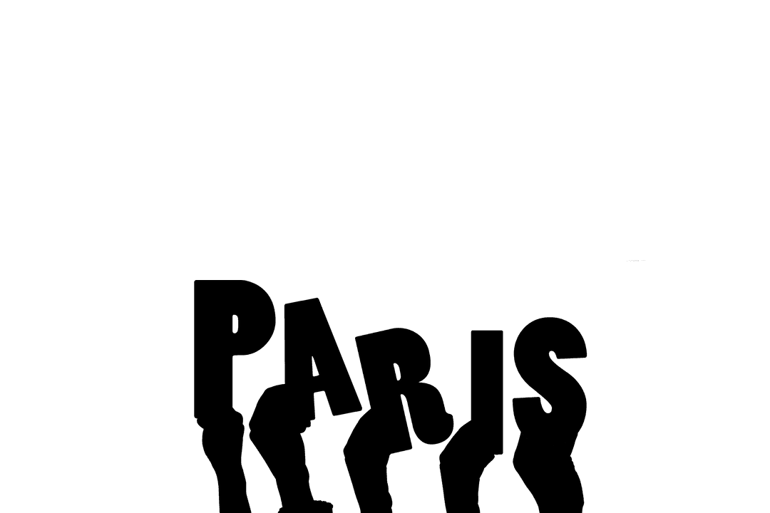 Paris City Text with Artistic Hands on Transparent Background