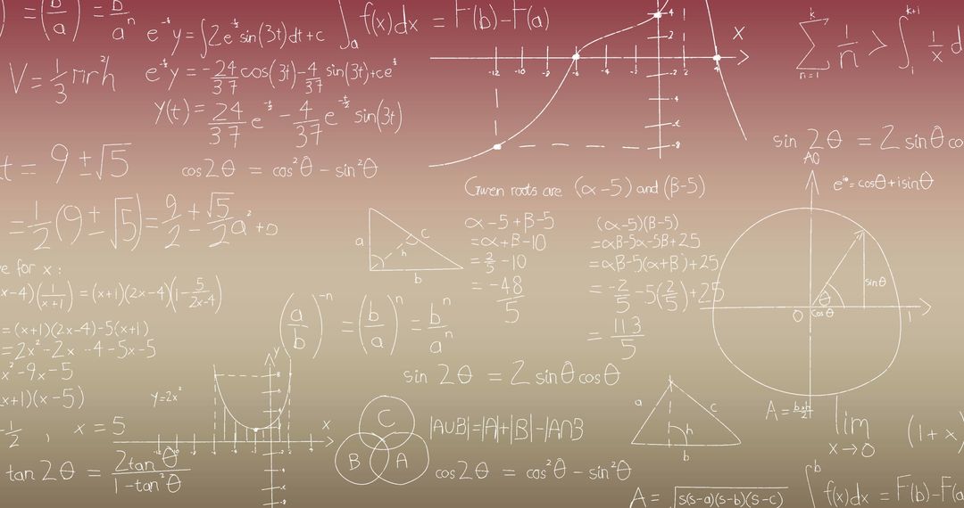 Complex Mathematical Equations on Pink Gradient Background