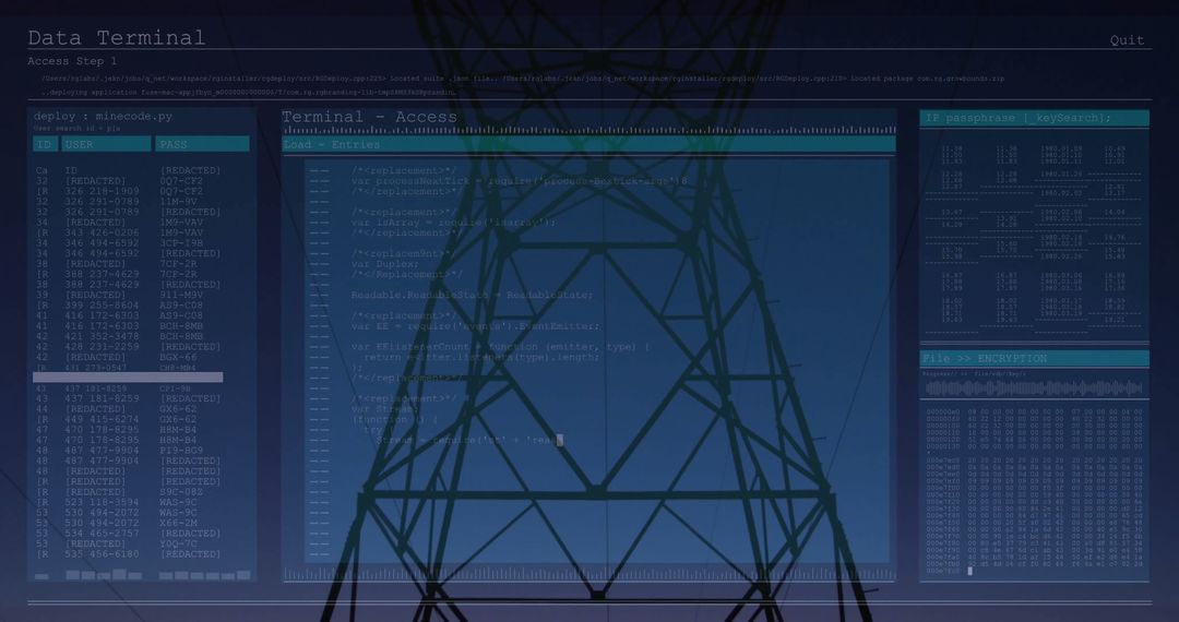 Futuristic Terminal Interface Over Powerline Structure
