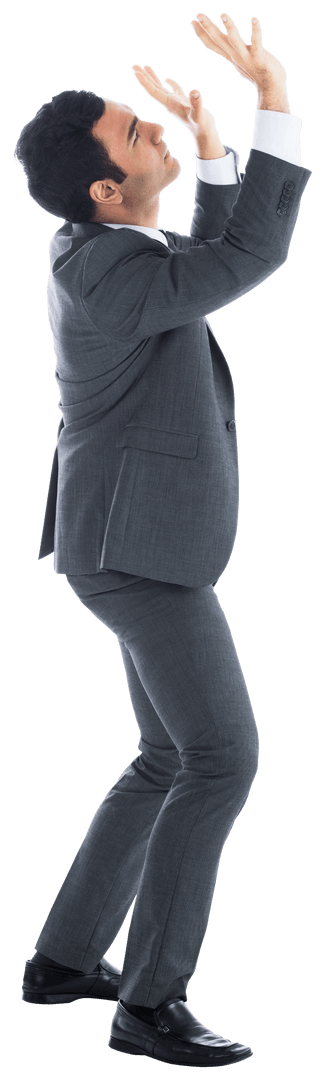 Businessman Raising Arms Transparent Background