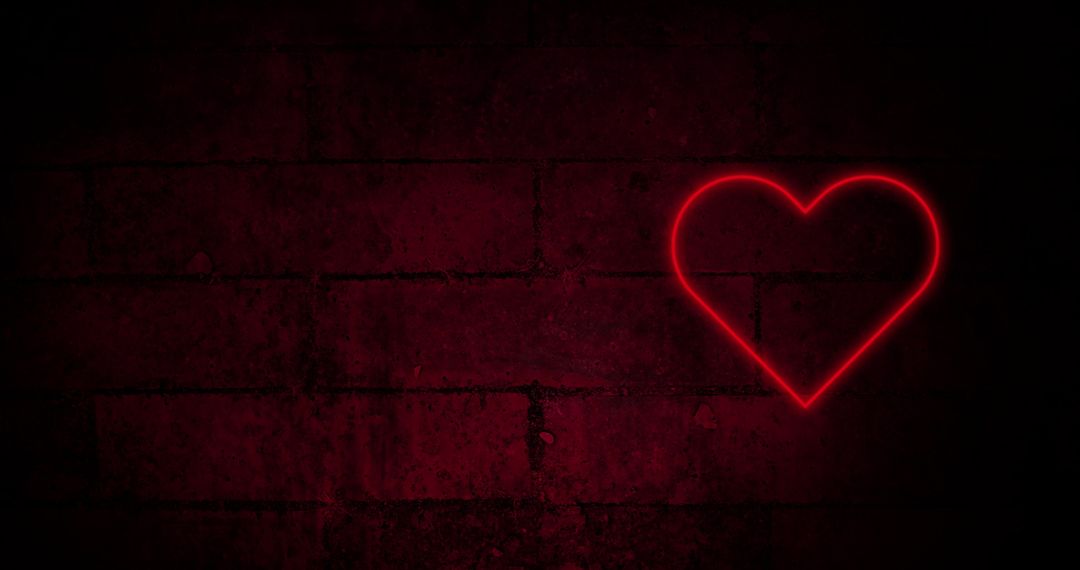 Red Neon Heart on Dark Brick Wall Evoking Romance - Free Images, Stock Photos and Pictures on Pikwizard.com