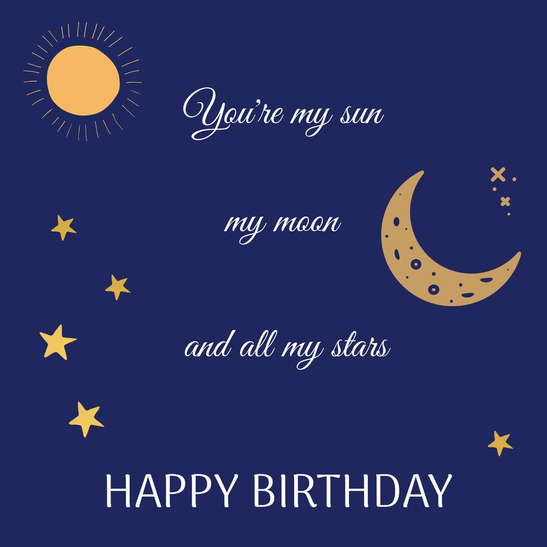 Celestial Themed Birthday Greeting Card Design
