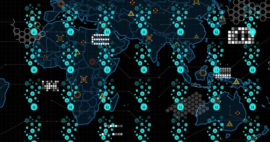 Global Cybersecurity and Data Processing Technology Visualization