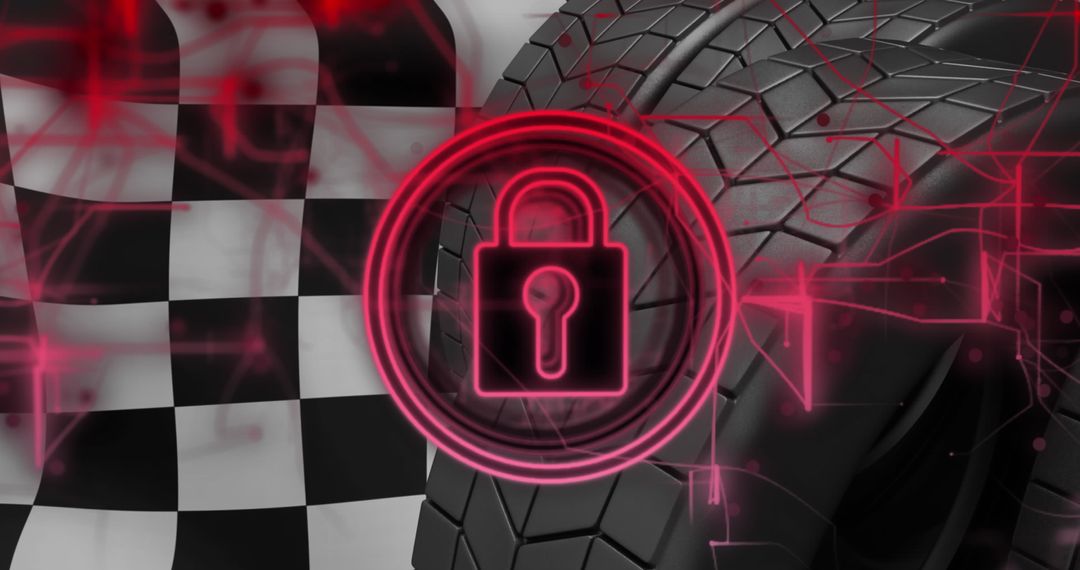 Cyber Security and Data Protection Symbol Over Tires