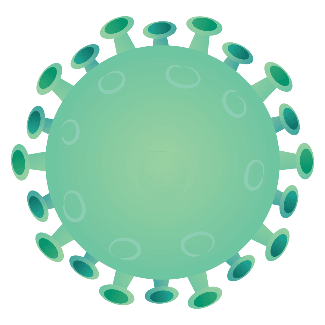 Digital Illustrated Green Covid Virus on Transparent Background