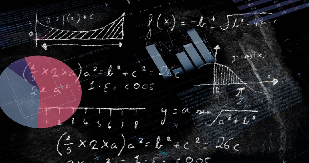 Mathematical Equations and Statistics on Black Background