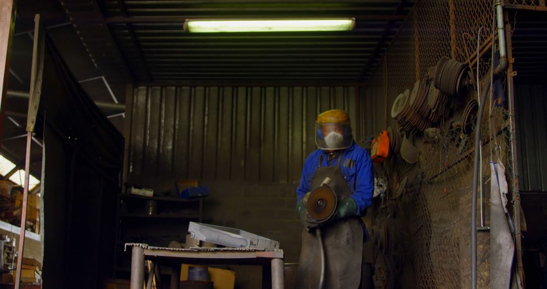 Metalworker Using Grinder in Industrial Workshop - Free Images, Stock Photos and Pictures on Pikwizard.com