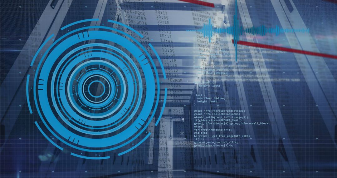 Futuristic Scanner Interface in Modern Server Room