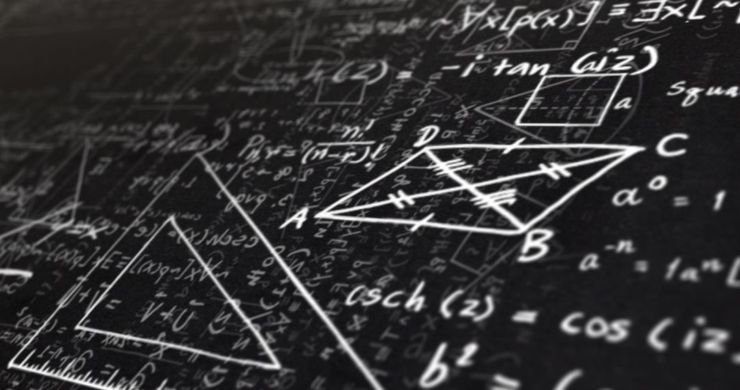 Digital Mathematical Equations and Diagrams on Black Background