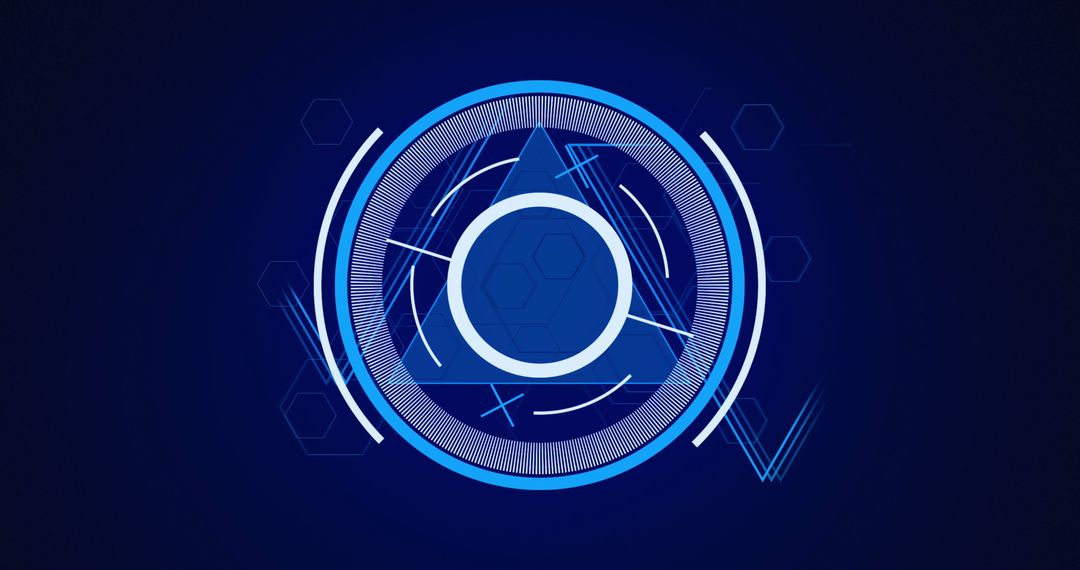 Futuristic Digital Interface with Geometric Patterns on Blue Background
