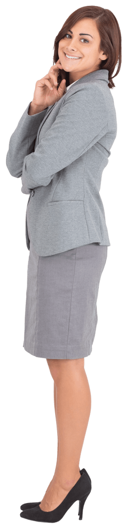 Happy Businesswoman Smiling on Transparent Background