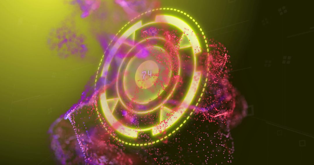 Futuristic Digital Interface with Glowing Arrows and Technology Particles