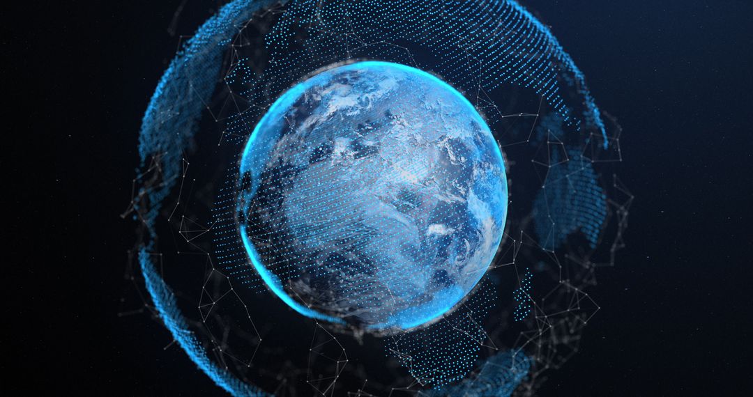 Digital Earth with Glowing Network Connections