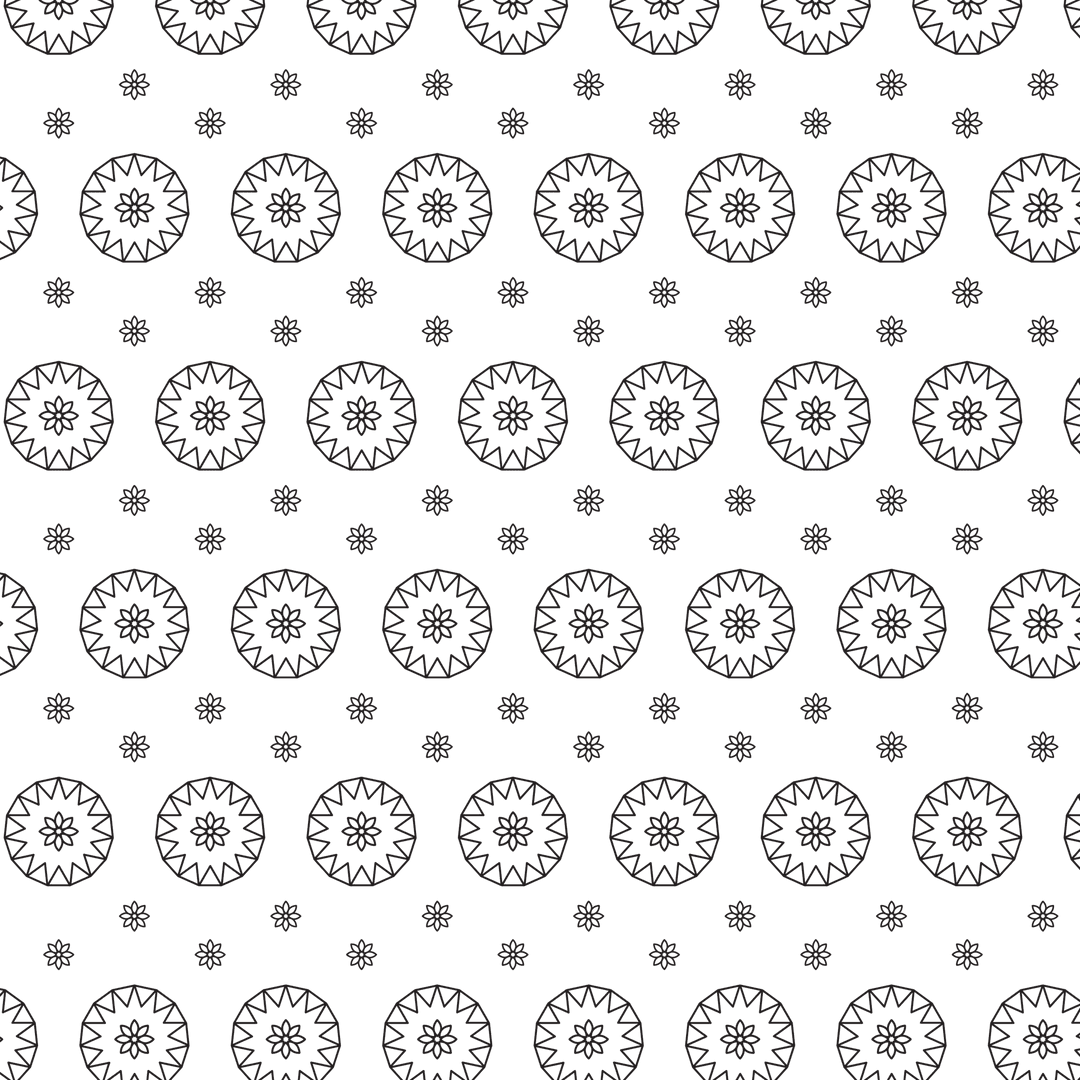 Seamless Modern Floral and Roundel Pattern on Transparent Background