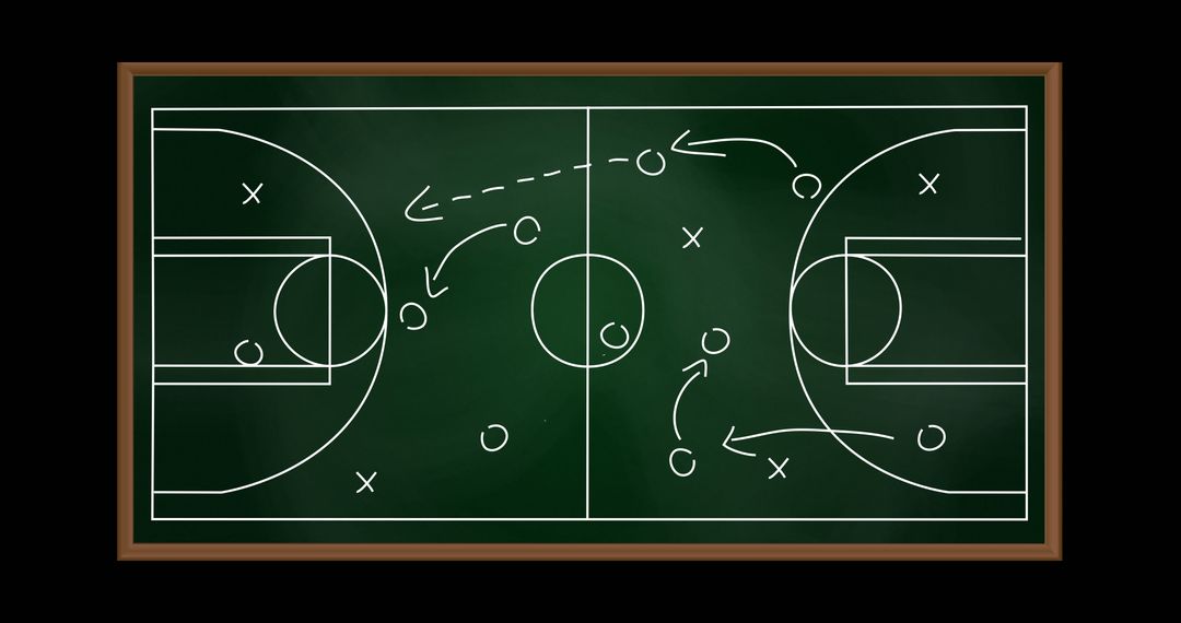 Basketball Strategy Illustrated on Chalkboard in Classroom Setting